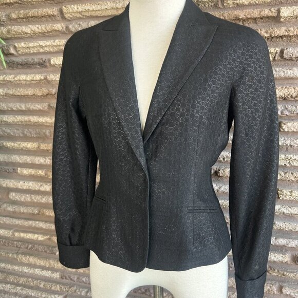 Kay Unger Black Formal Tone on Tone Fitted Blazer Size 6 - Picture 4 of 11